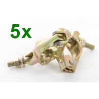 5 x Fixed Pressed Steel Scaffold Double Coupler Clamps Fittings